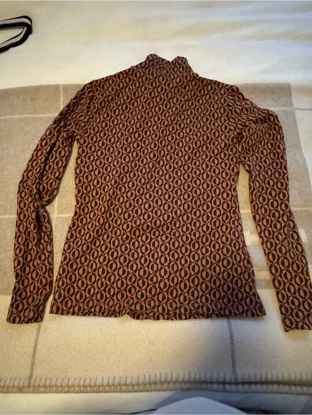 EUC Anthropologie Maeve Black and Brown Geometric Turtleneck Sweater
